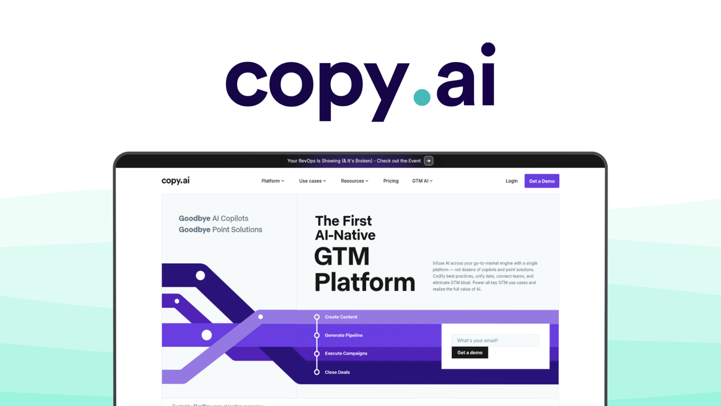 Copy.ai a copy writing tool, featuring workflow automation, brand voice, chat interface, bulk processing, infobase.