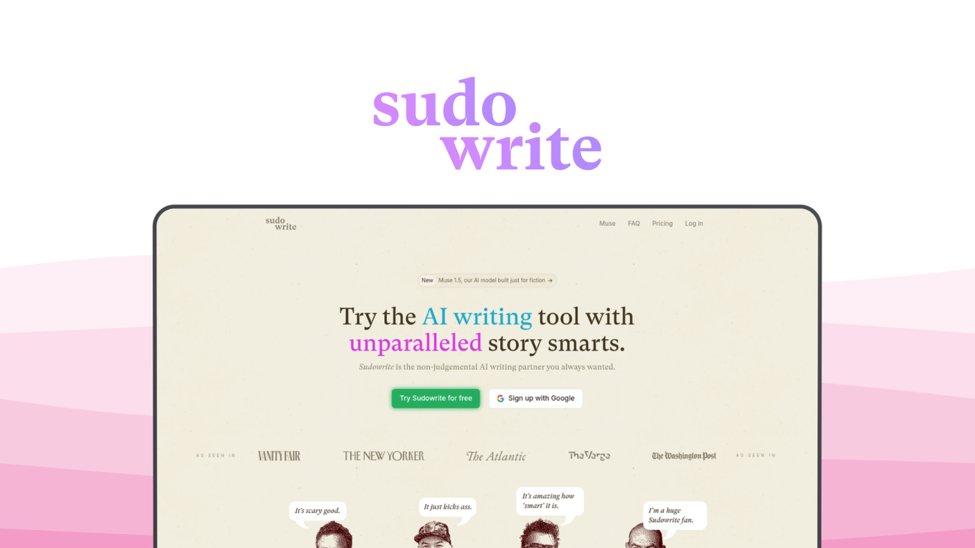 Sudowrite a copy writing tool, featuring story engine, canvas, rewrite, brainstorming, describe.