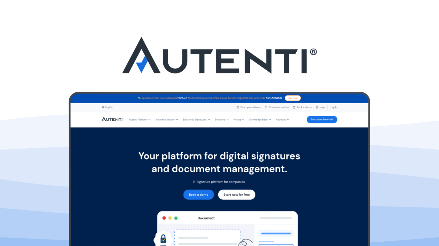 Autenti an e signature tool, featuring eidas compliant, qualified signatures, one-click sign, document broker, multi-party signing.