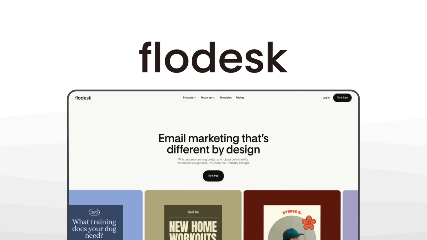 Flodesk an email newsletter tool, featuring beautiful templates, unlimited subscribers, shopify integration, workflow automation, flat-rate pricing.