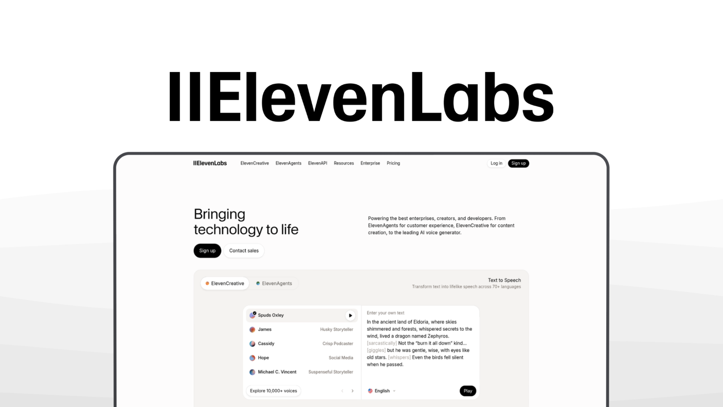 ElevenLabs a voice generator tool, featuring voice cloning, realistic speech, multilingual support, emotion control, sound effects, music generation, api integration.