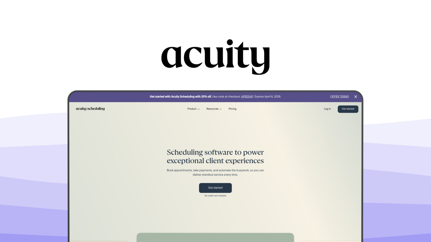 Acuity Scheduling a scheduling tool, featuring self booking, payment processing, intake forms, sms reminders, class scheduling.