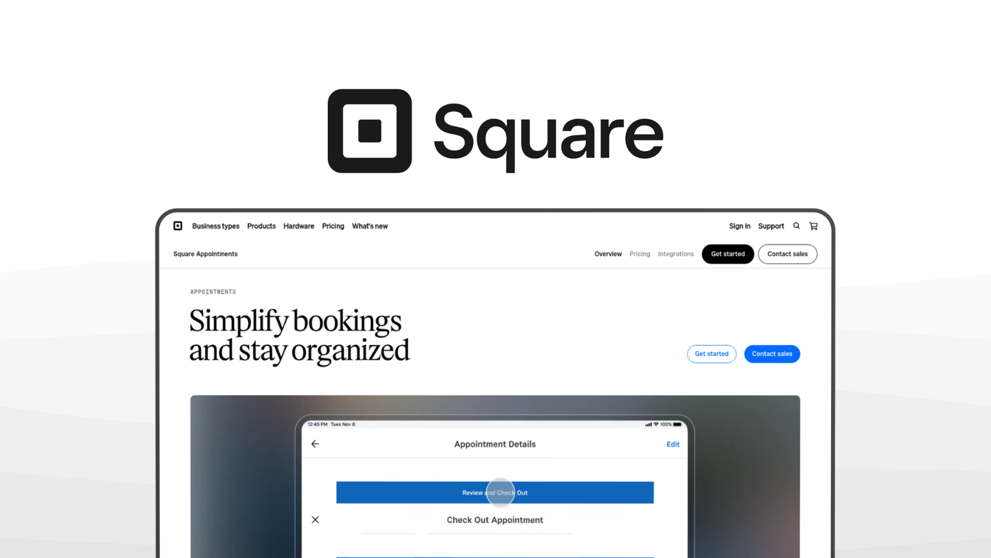 Square Appointments a scheduling tool, featuring pos integration, staff management, customer profiles, reminders.