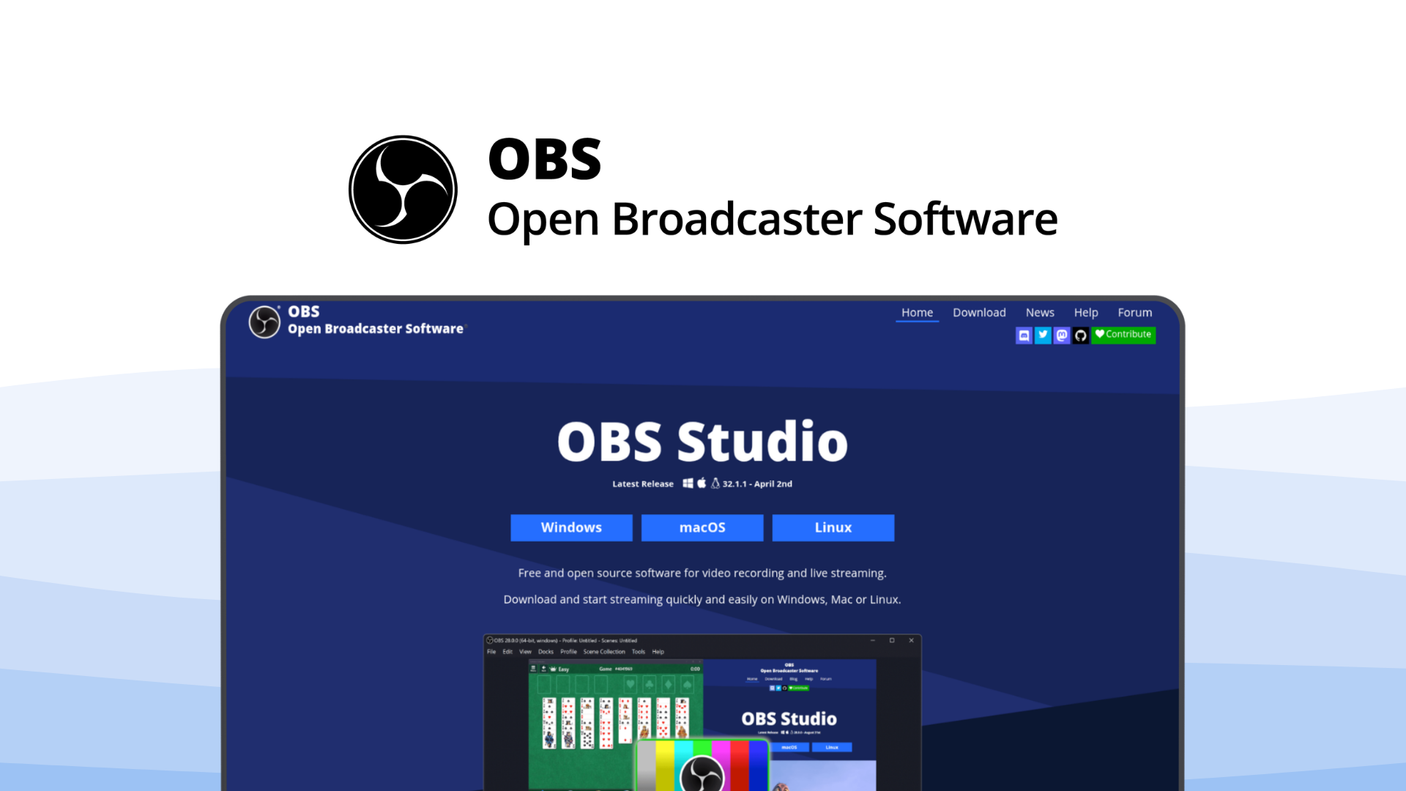 OBS Studio a screen recording tool, featuring unlimited recording, scene composition, live streaming, audio mixing, plugin support.