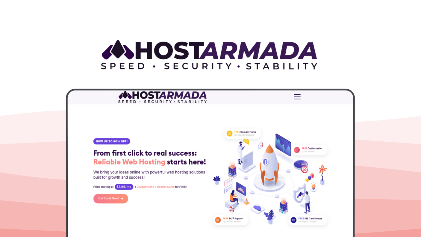 HostArmada a web hosting tool, featuring nvme storage, cloud shared hosting, daily backups, free migrations, litespeed server, 24/7 support.