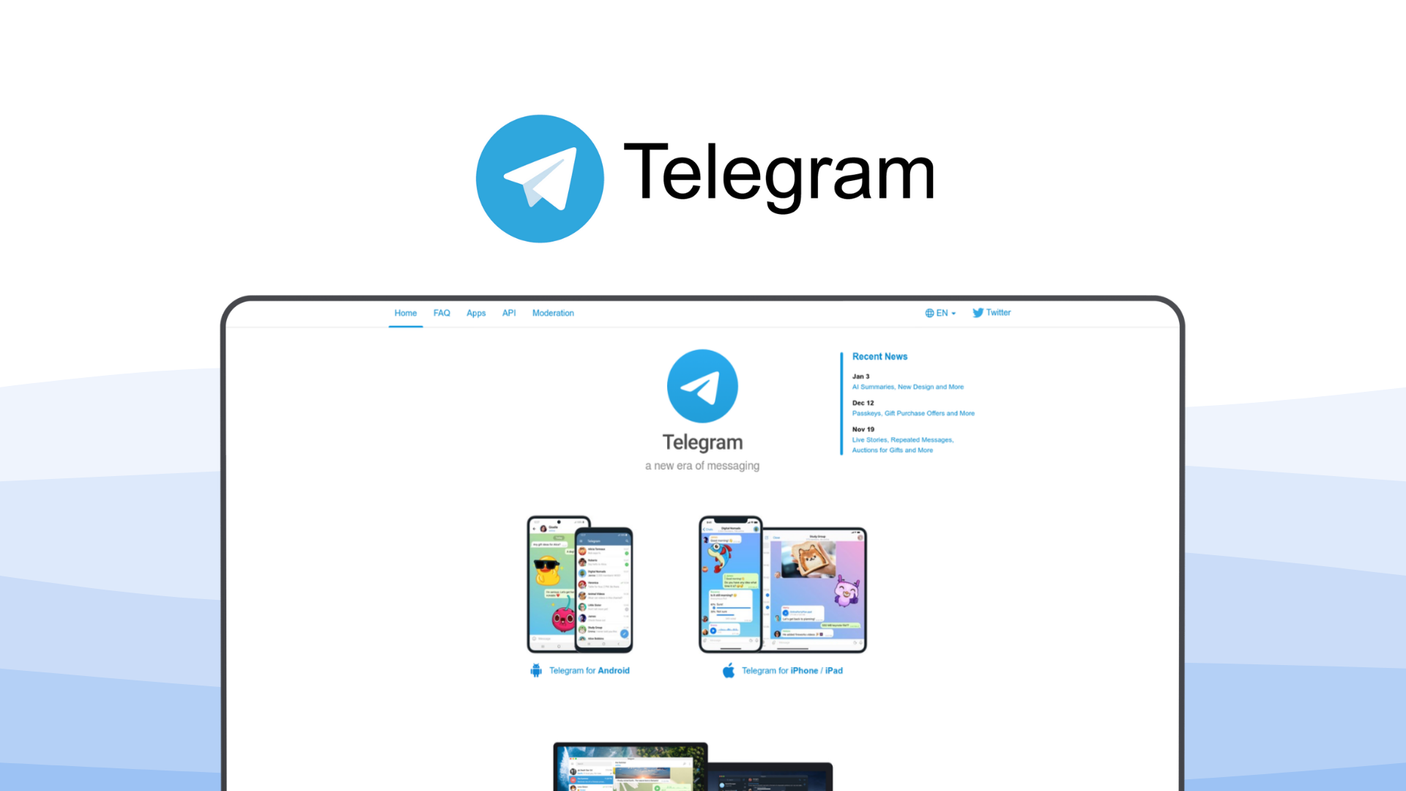 Telegram a social media platform tool, featuring large groups, broadcast channels, secure messaging, custom bots, cloud storage.