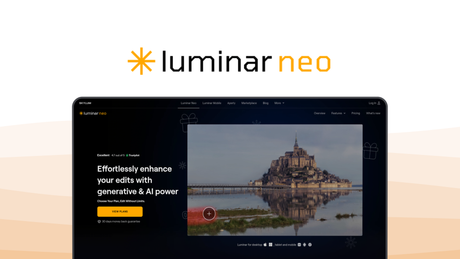 Luminar Neo a photo editor tool, featuring relight ai, ai masking, sky replacement, noiseless ai, erase tool.