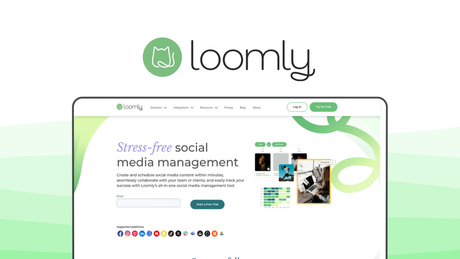Loomly a social media management tool, featuring content calendar, post ideas, optimization tips, mockups & previews, advanced analytics.