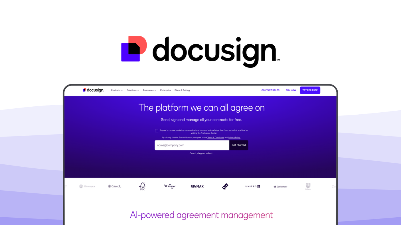 DocuSign an e signature tool, featuring global compliance, extensive integrations, identity verification, mobile signing, reusable templates.