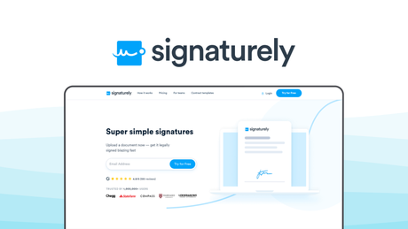 Signaturely an e signature tool, featuring legally binding, automated reminders, management dashboard, reusable templates, cloud integrations.