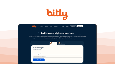 Bitly an url shortener tool, featuring branded links, advanced analytics, dynamic qr codes, link-in-bio, custom back-halves.