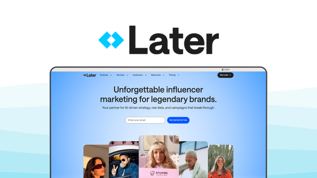 Later a social media management tool, featuring visual content calendar, link in bio, stories scheduler, user generated content, analytics & reporting.