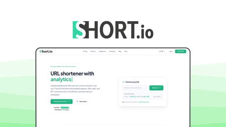 Short.io an url shortener tool, featuring geo-targeting, mobile targeting, custom domains, link cloaking, team roles.