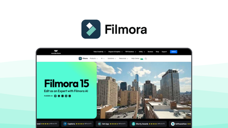 Filmora a video editor tool, featuring ai portrait, instant mode, auto reframe, ai smart cutout, screen recorder.