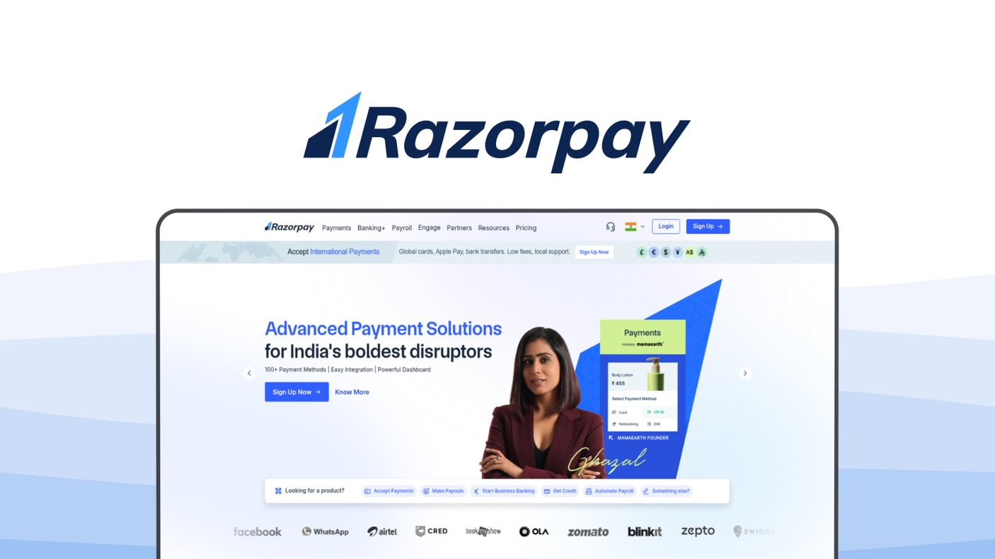 Razorpay a payment gateway tool, featuring instant activation, upi autopay, payment links, smart routing, automated payroll.