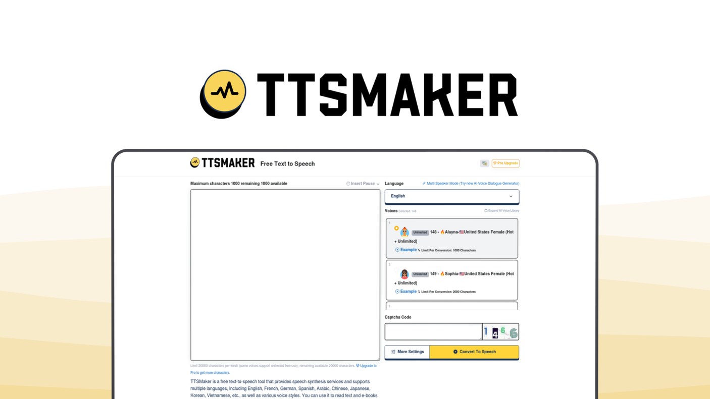TTSMaker a voice generator tool, featuring free voices, multilingual support, fast generation, download audio, online tts.
