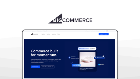 BigCommerce an ecom platform tool, featuring unlimited products, zero transaction fees, advanced seo, b2b tools, multi storefront, scalable infrastructure.
