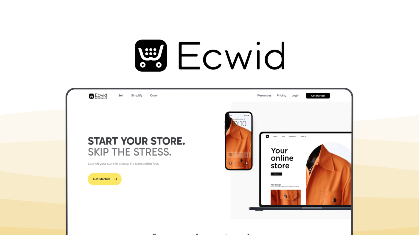 Ecwid an ecom platform tool, featuring easy website embed, multi channel sales, instant setup, pos integration, social selling, affordable plans.