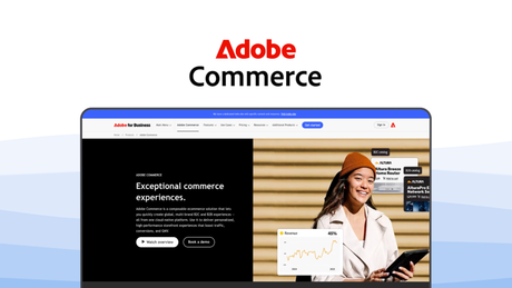 Adobe Commerce an ecom platform tool, featuring extreme customization, robust b2b tools, advanced analytics, headless architecture, global scaling.