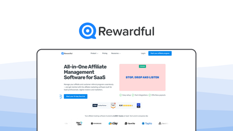 Rewardful an affiliate platform tool, featuring stripe integration, recurring tracking, easy setup.