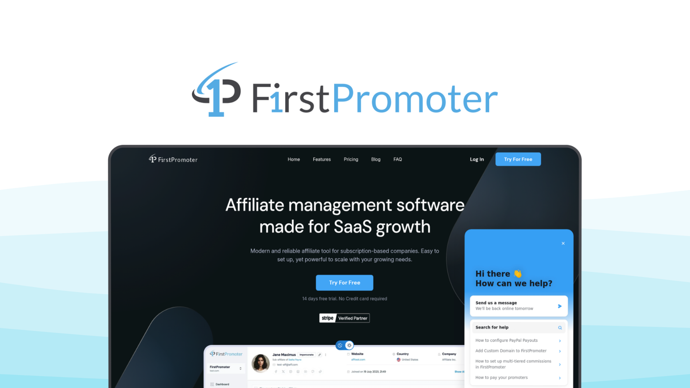 FirstPromoter an affiliate platform tool, featuring recurring tracking, automated payouts, fraud protection.