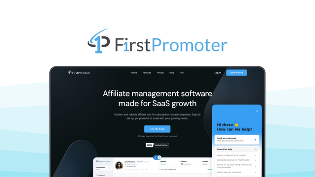 FirstPromoter an affiliate platform tool, featuring recurring tracking, automated payouts, fraud protection.