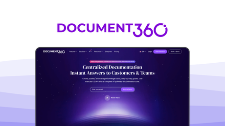 Document360 a knowledge base tool, featuring ai content creation, advanced search, version control, analytics reporting, custom workflows.