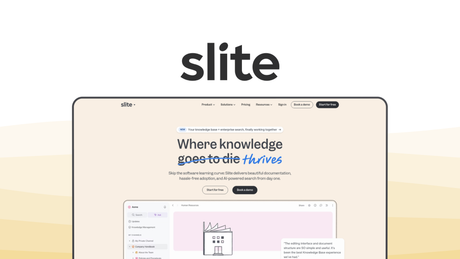 Slite a knowledge base tool, featuring clean editor, ai search, doc verification, async collaboration, freshness reminders.