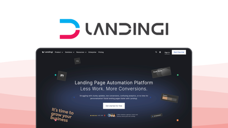 Landingi a landing page builder tool, featuring pixel-perfect editor, smart global sections, pop-ups lightboxes, eventtracker analytics, a/b split testing.