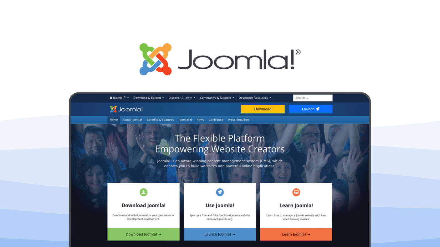 Joomla a cms tool, featuring extension marketplace, multilingual support, user permissions.