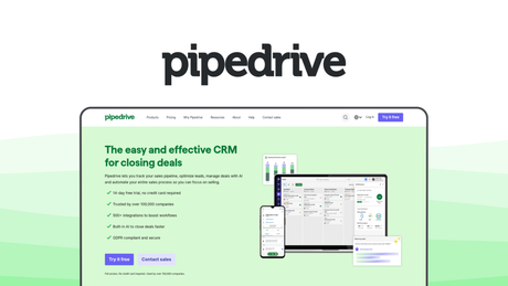 Pipedrive a customer relation management tool, featuring visual pipeline, activity reminders, lead management, sales reporting, automation workflows.