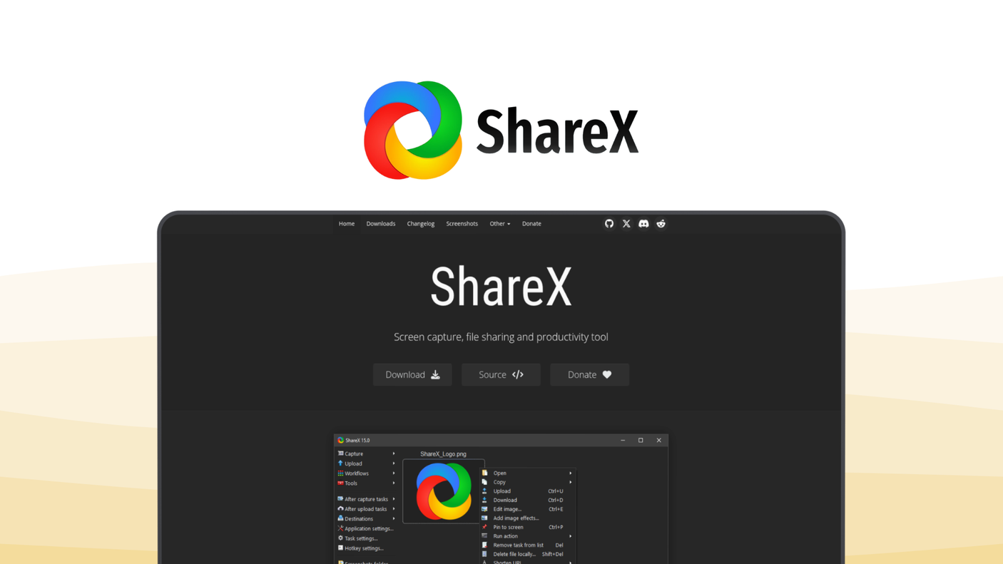 ShareX a screen recording tool, featuring custom workflows, auto upload, gif recording, ocr tools, open source.