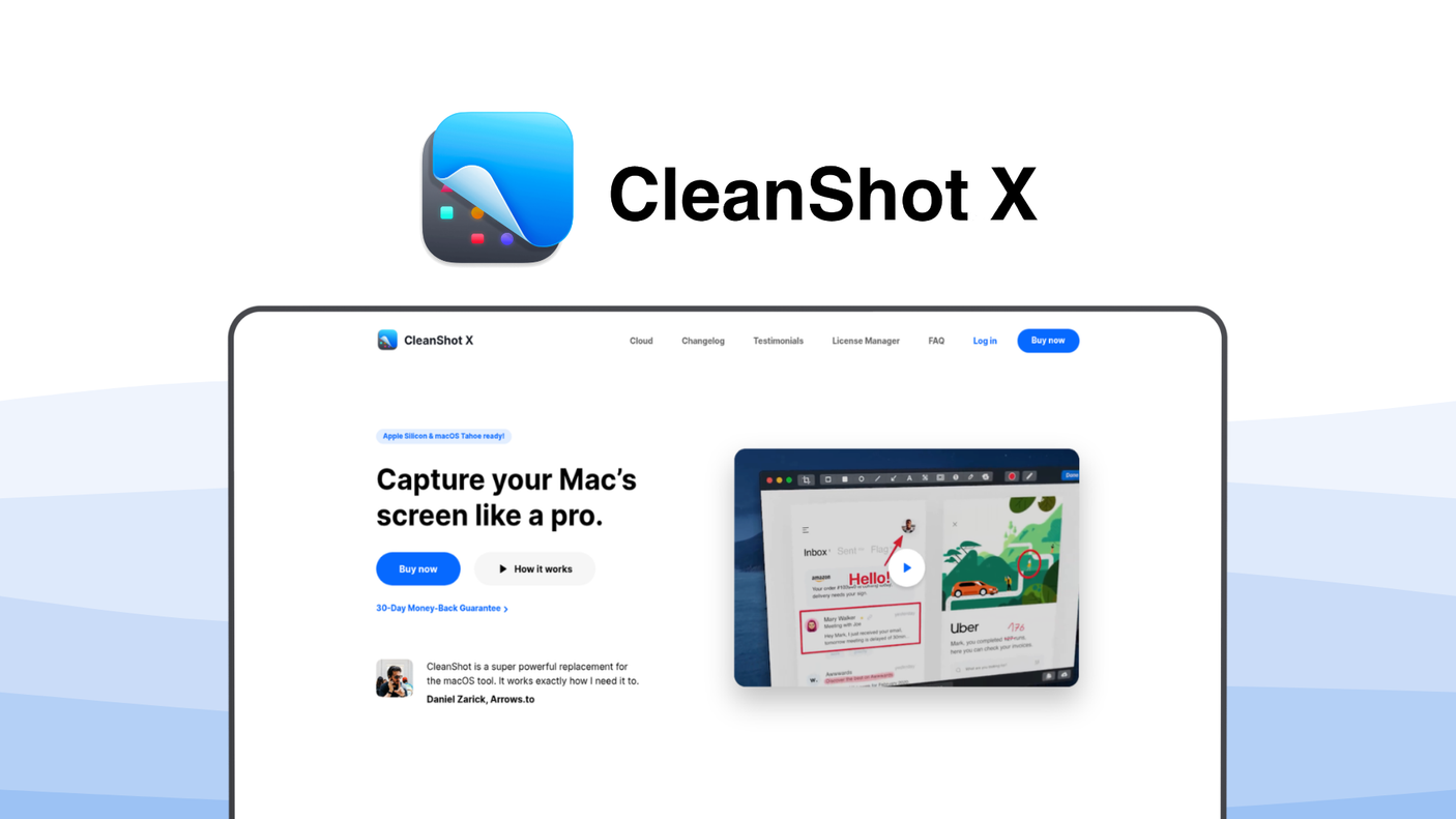 CleanShot X a screen recording tool, featuring screen recording, scrolling capture, annotation tools, ocr recognition, gif export.