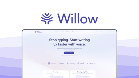 Willow Voice a voice dictation tool, featuring low latency dictation, style adaptation, universal integration, auto formatting, noise robust.