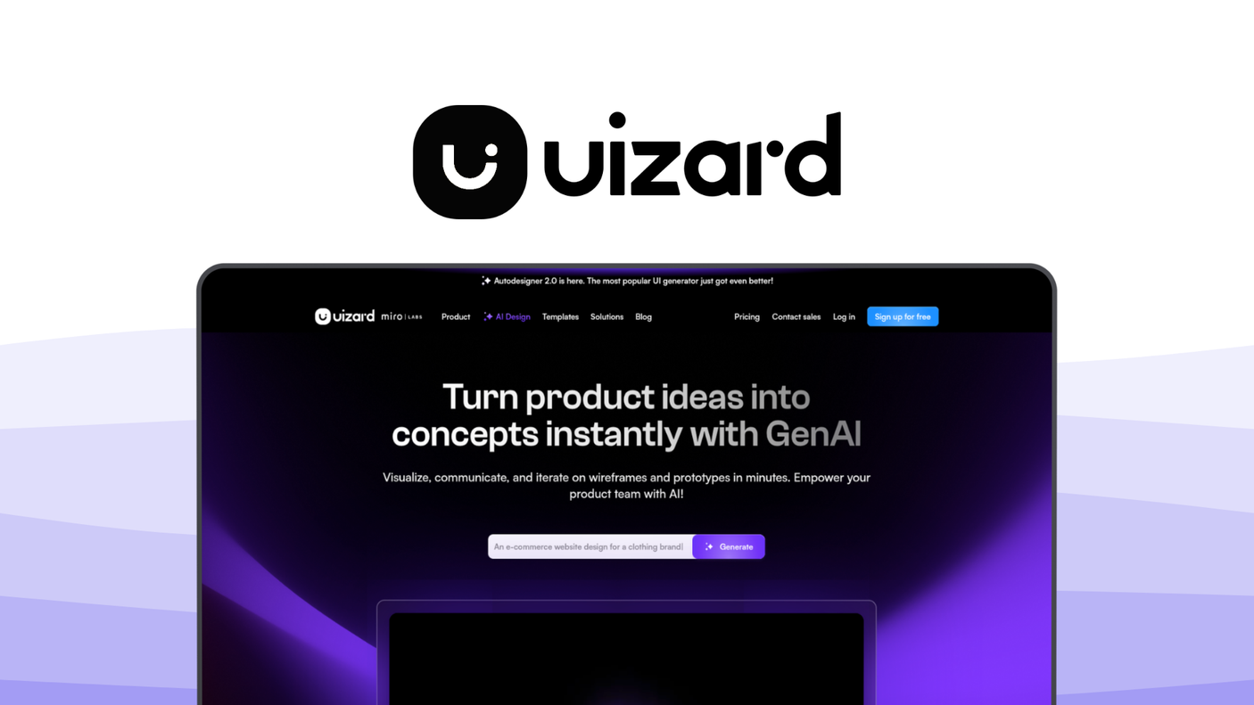 Uizard an ui ux tool, featuring ai ui generation, text to ui, sketch to design, rapid prototyping, code export.
