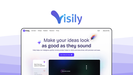 Visily an ui ux tool, featuring ai wireframing, screenshot to ui, text to design, figma export, team collaboration.