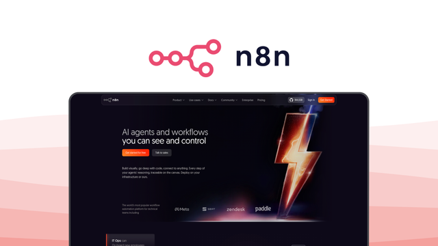 n8n an automation tool, featuring open source, self hosting, node editor, custom code, ai agents.