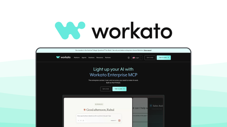Workato an automation tool, featuring enterprise orchestration, recipe workflows, ai assistance, custom connectors, governance tools.