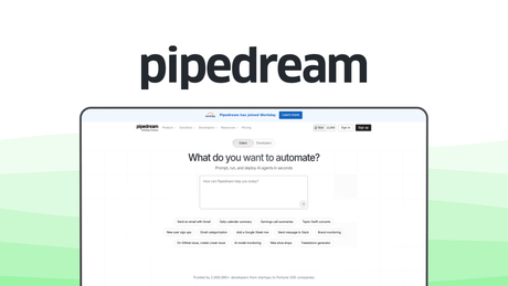Pipedream an automation tool, featuring code workflows, serverless execution, api integrations, event triggers, developer tools.