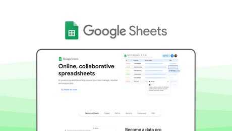 Google Sheets a spreadsheet tool, featuring real-time collaboration, ai gemini, cloud access, easy sharing, formula assistance.
