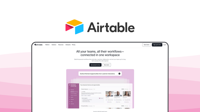 Airtable a spreadsheet tool, featuring relational database, multiple views, automations, custom forms, rich fields.
