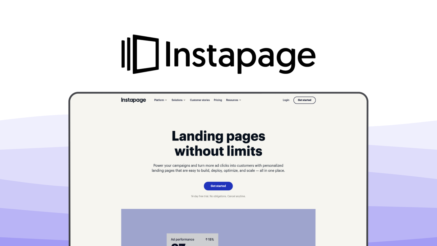 Instapage a landing page builder tool, featuring admap personalization, thor render engine, global instablocks, server-side testing, heatmap visualizer.