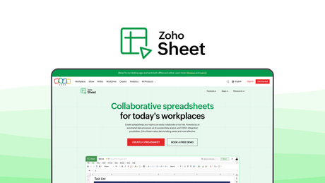 Zoho Sheet a spreadsheet tool, featuring real-time collaboration, ai data analyst, pivot tables, integrations, automation.