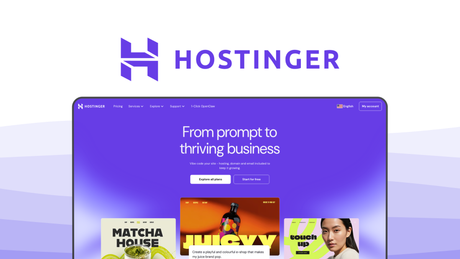 Hostinger a web hosting tool, featuring ai website builder, litespeed servers, nvme storage, free ssl, fast load speed, global datacenters.