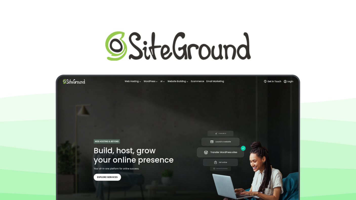 SiteGround a web hosting tool, featuring google cloud servers, wordpress optimized, daily backups, advanced caching, expert support, free cdn.