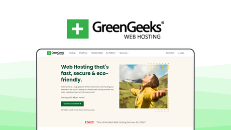 GreenGeeks a web hosting tool, featuring eco friendly energy, fast ttfb, free cdn, daily backups, litespeed servers.