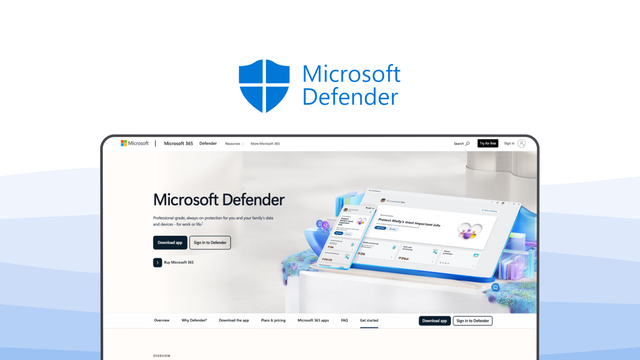 Microsoft Defender an antivirus tool, featuring real time protection, malware detection, ransomware defense, phishing blocking, firewall control.