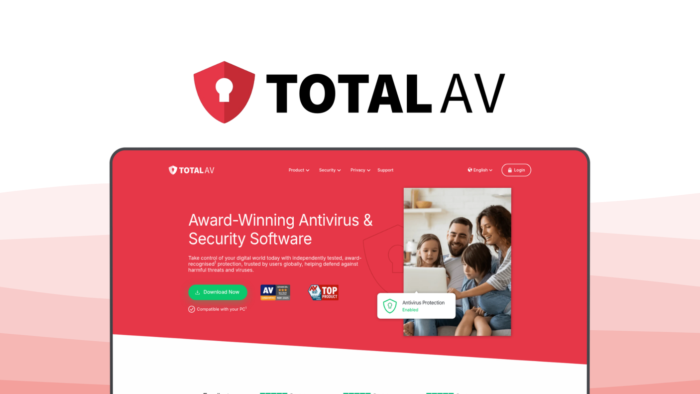 TotalAV an antivirus tool, featuring real time protection, anti phishing, system tune up, ad blocker, disk cleaner.