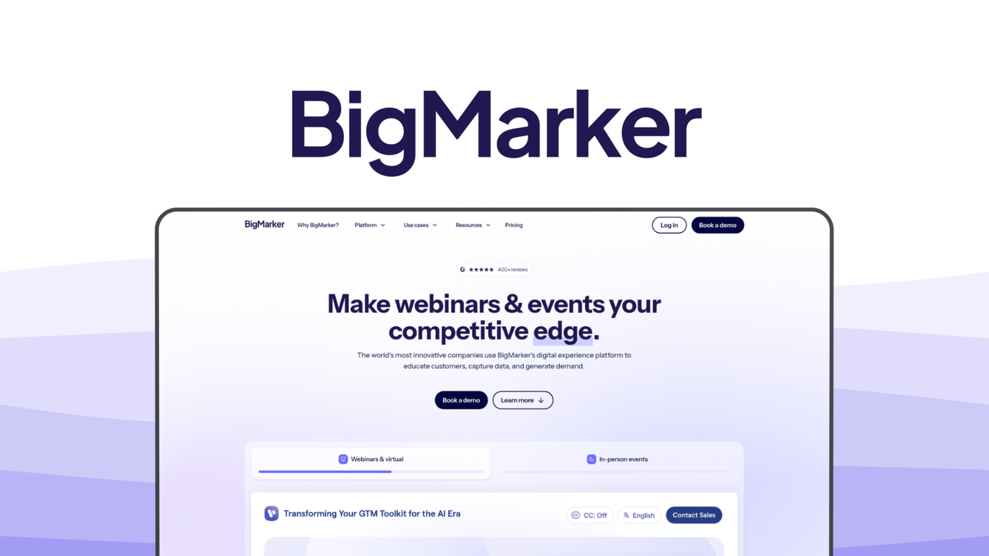 BigMarker a webinar tool, featuring custom branding, automated webinars, live streaming, advanced analytics, api integrations.