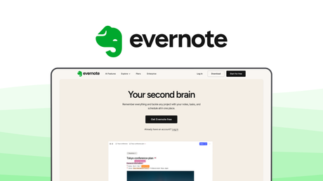 Evernote a note taking tool, featuring web clipper, ocr search, notebook organization, cross device sync, ai transcription.